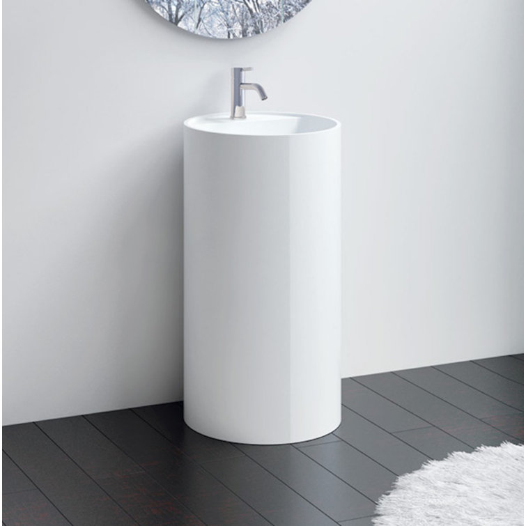 Badeloft 32.6'' Tall Stone Resin Circular Pedestal Bathroom Sink Wayfair